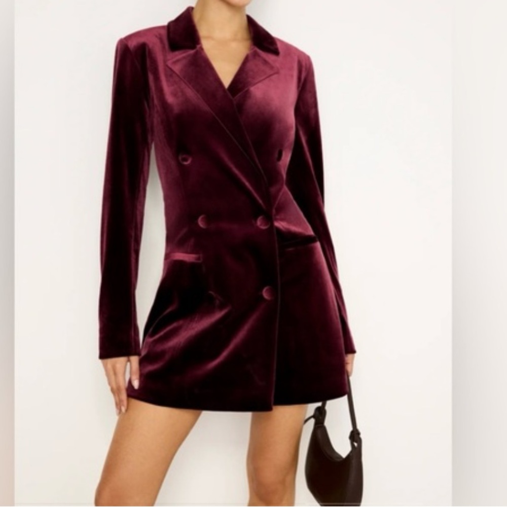 Good American Deep Burgundy Velvet Dress